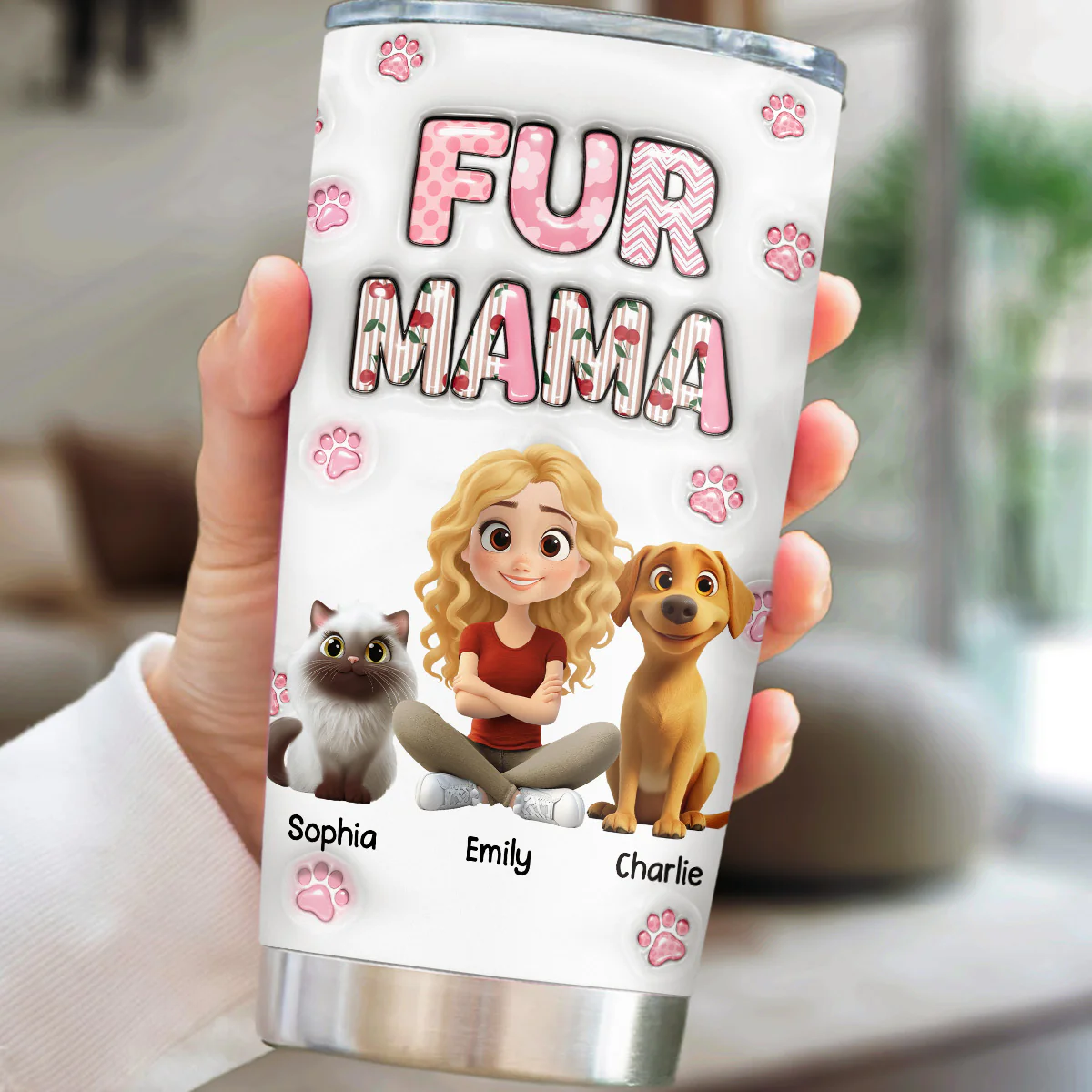 Cherry On Top Fur Version 2 - Personalized Custom 3D Inflated Effect Tumbler - Image 2