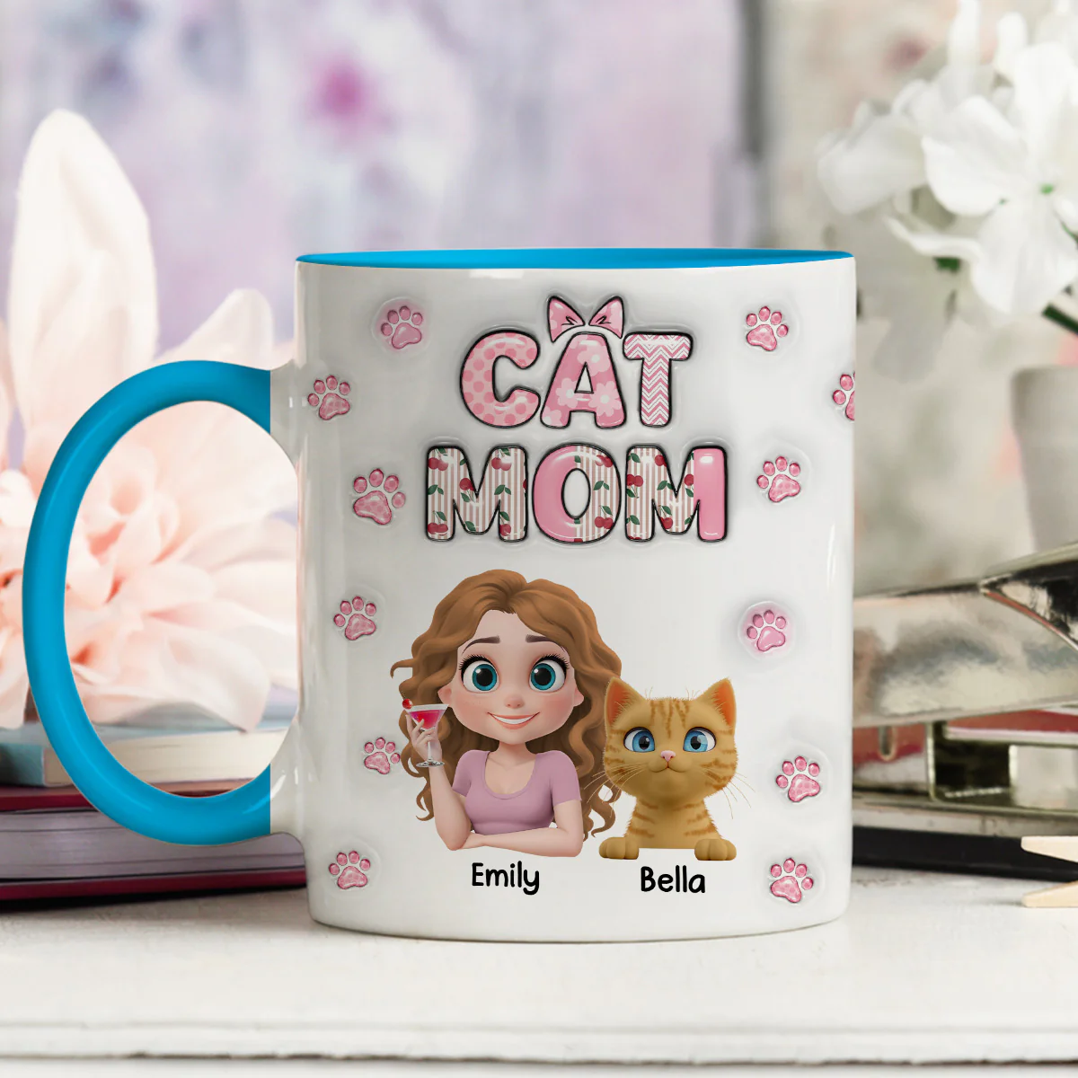 Cherry On Top Of Cats - Personalized Custom 3D Inflated Effect Accent Mug - Image 2