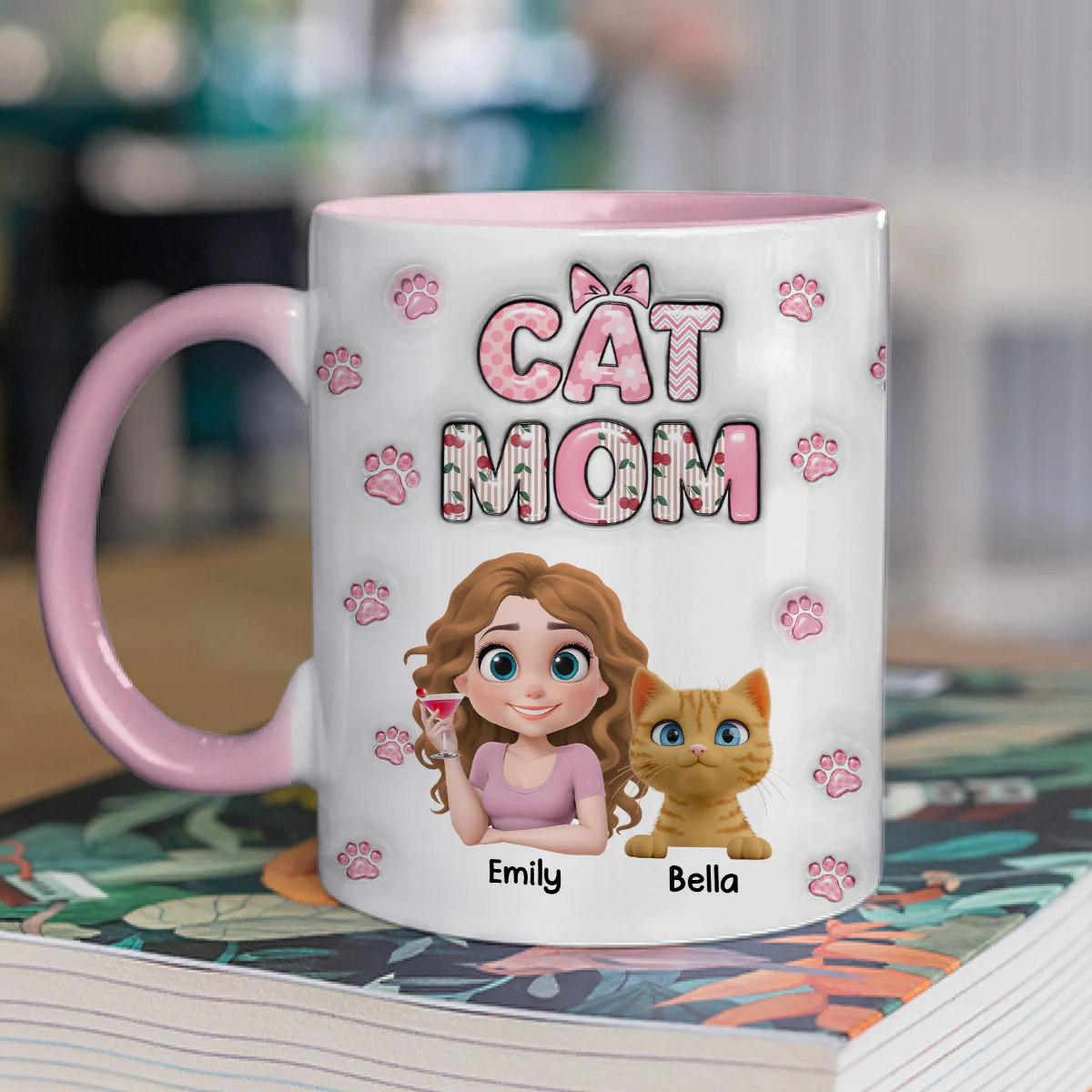 Cherry On Top Of Cats - Personalized Custom 3D Inflated Effect Accent Mug - Image 4
