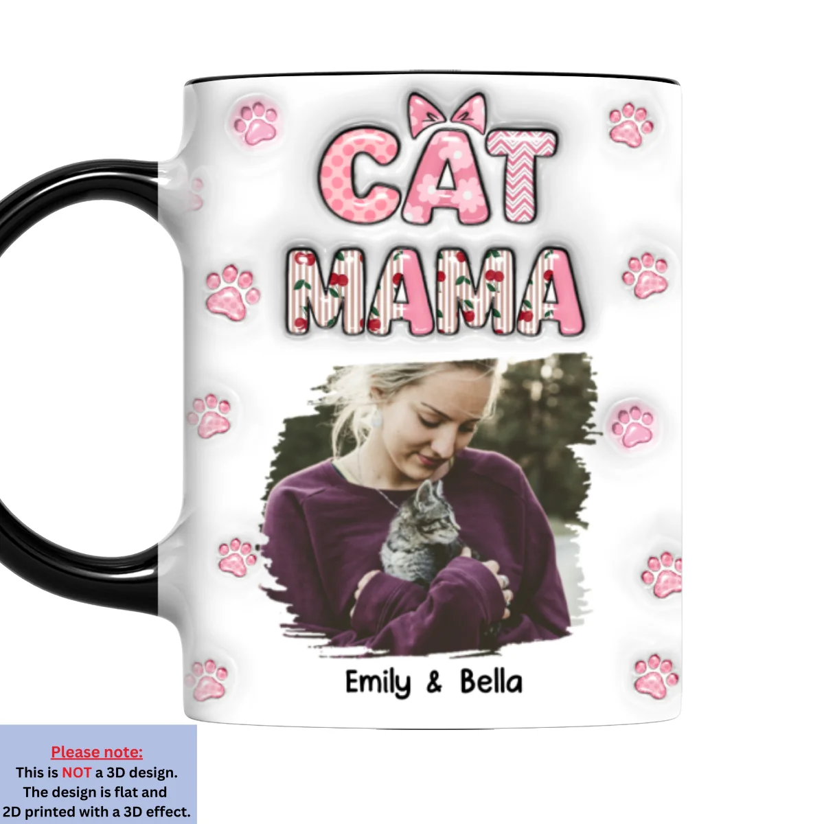 Cherry On Top Of Cats Photo - Personalized Custom 3D Inflated Effect Accent Mug - Image 5