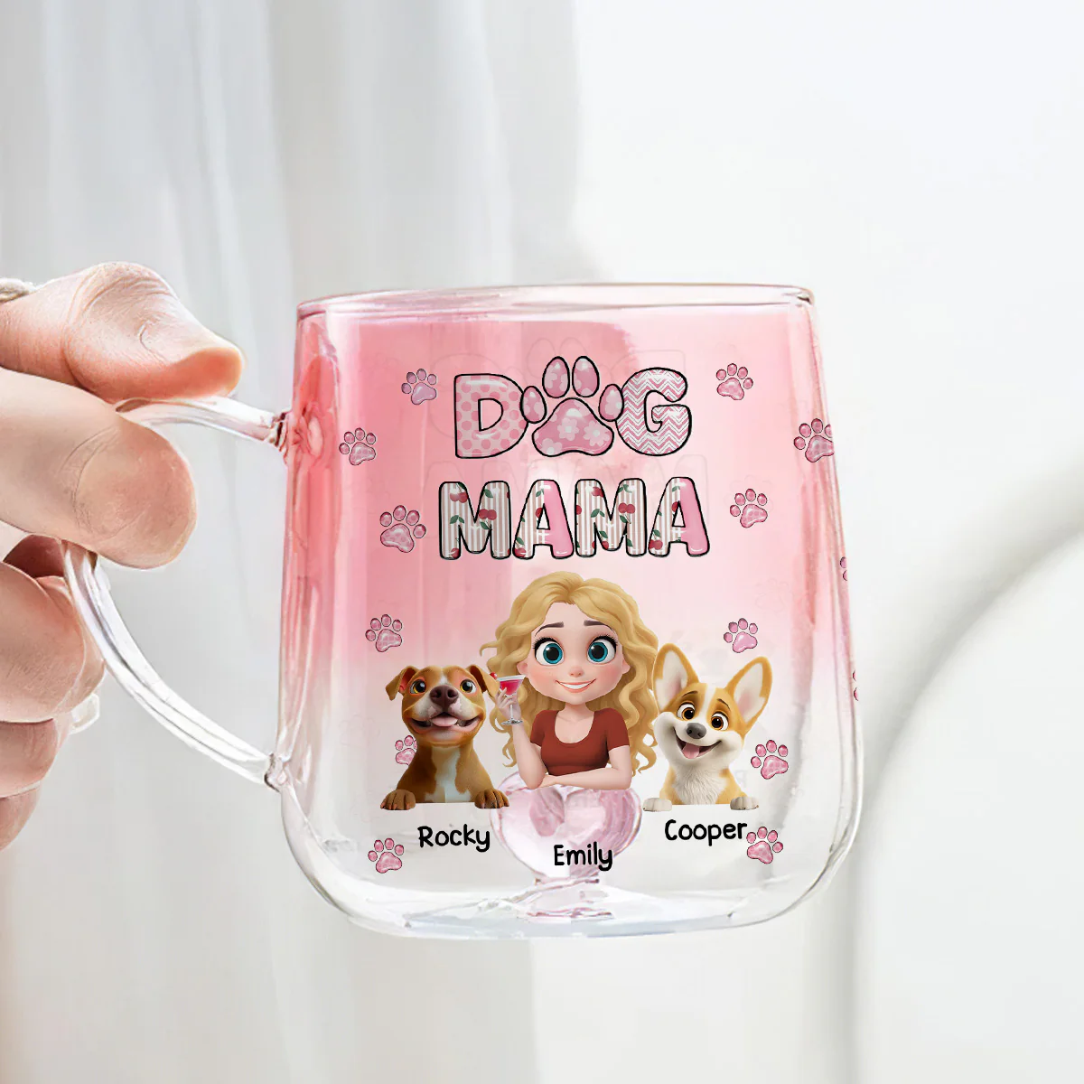 Cherry On Top - Personalized Custom Pink Gradient Glass Mug - Image 5