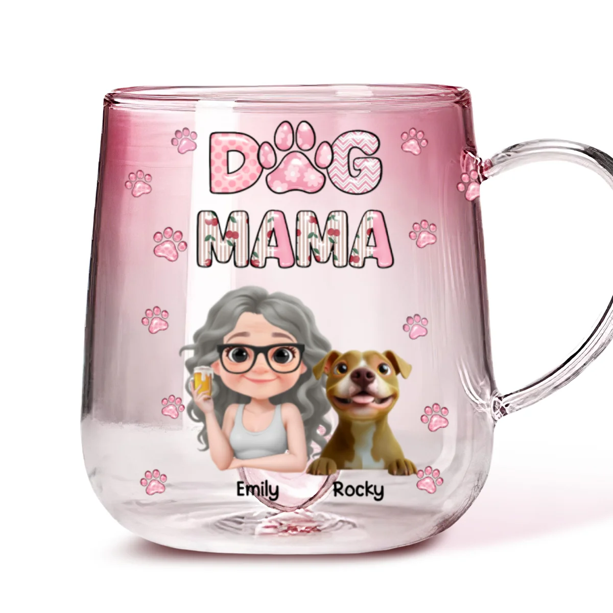 Cherry On Top - Personalized Custom Pink Gradient Glass Mug - Image 7