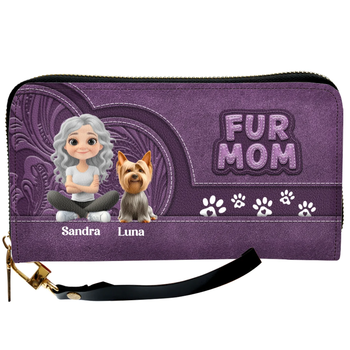 Chibi Cartoon Pet Mom - Personalized Custom Leather Wallet - Image 7