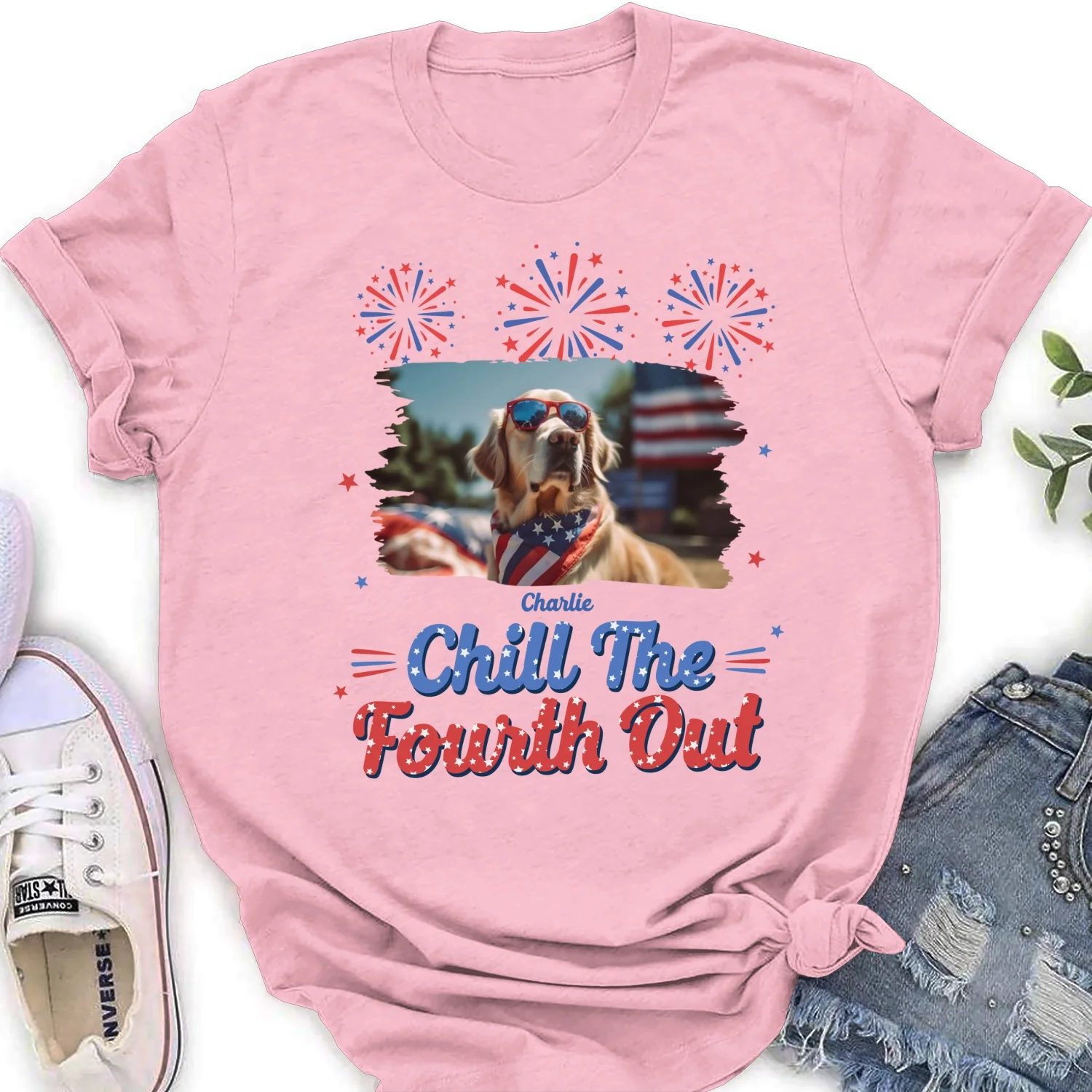 Chill The Fourth Out Photo - Personalized Custom Women's T-Shirt - Image 7
