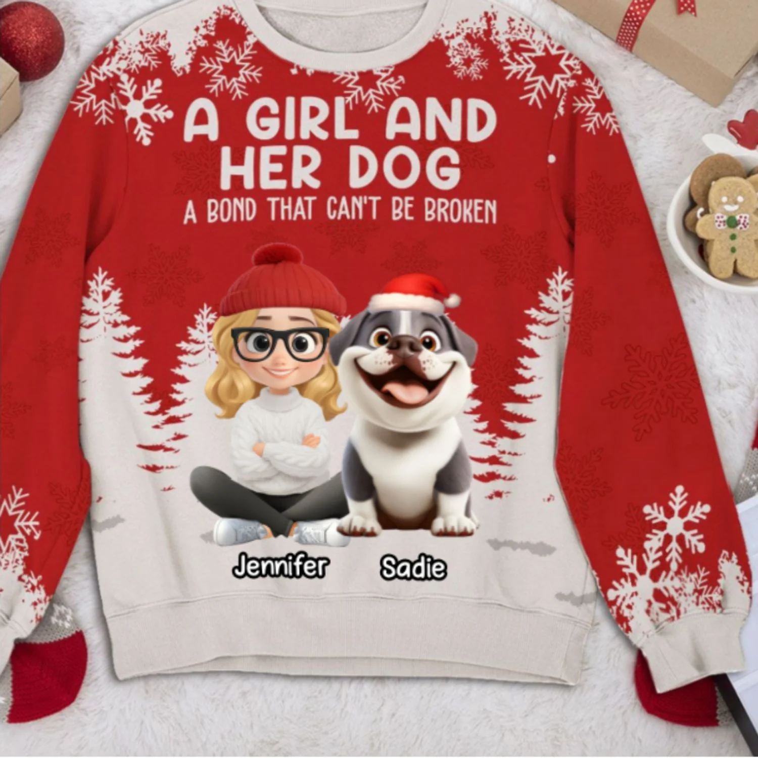 Christmas 2025 A Girl And Her Dog - Personalized Custom All-Over-Print Sweatshirt - Image 7
