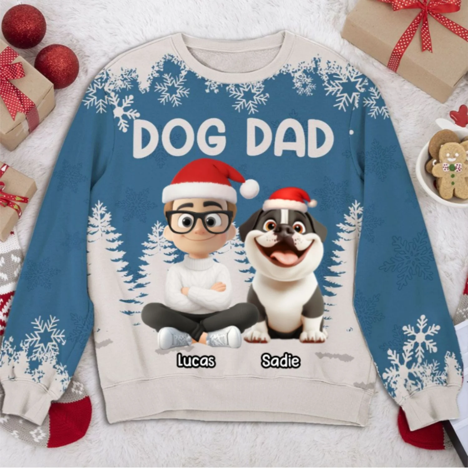 Christmas 2025 Dog Dad - Personalized Custom All-Over-Print Sweatshirt - Image 6