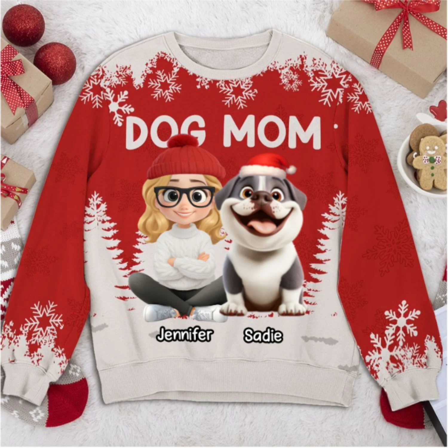 Christmas 2025 Dog Mom - Personalized Custom All-Over-Print Sweatshirt - Image 7