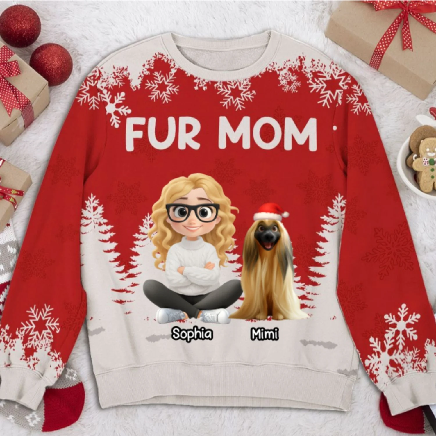 Christmas 2025 Fur Mom - Personalized Custom All-Over-Print Sweatshirt - Image 7