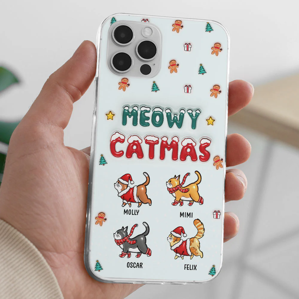 Christmas Cat - Personalized Custom 3D Inflated Effect Phone Case - Image 4