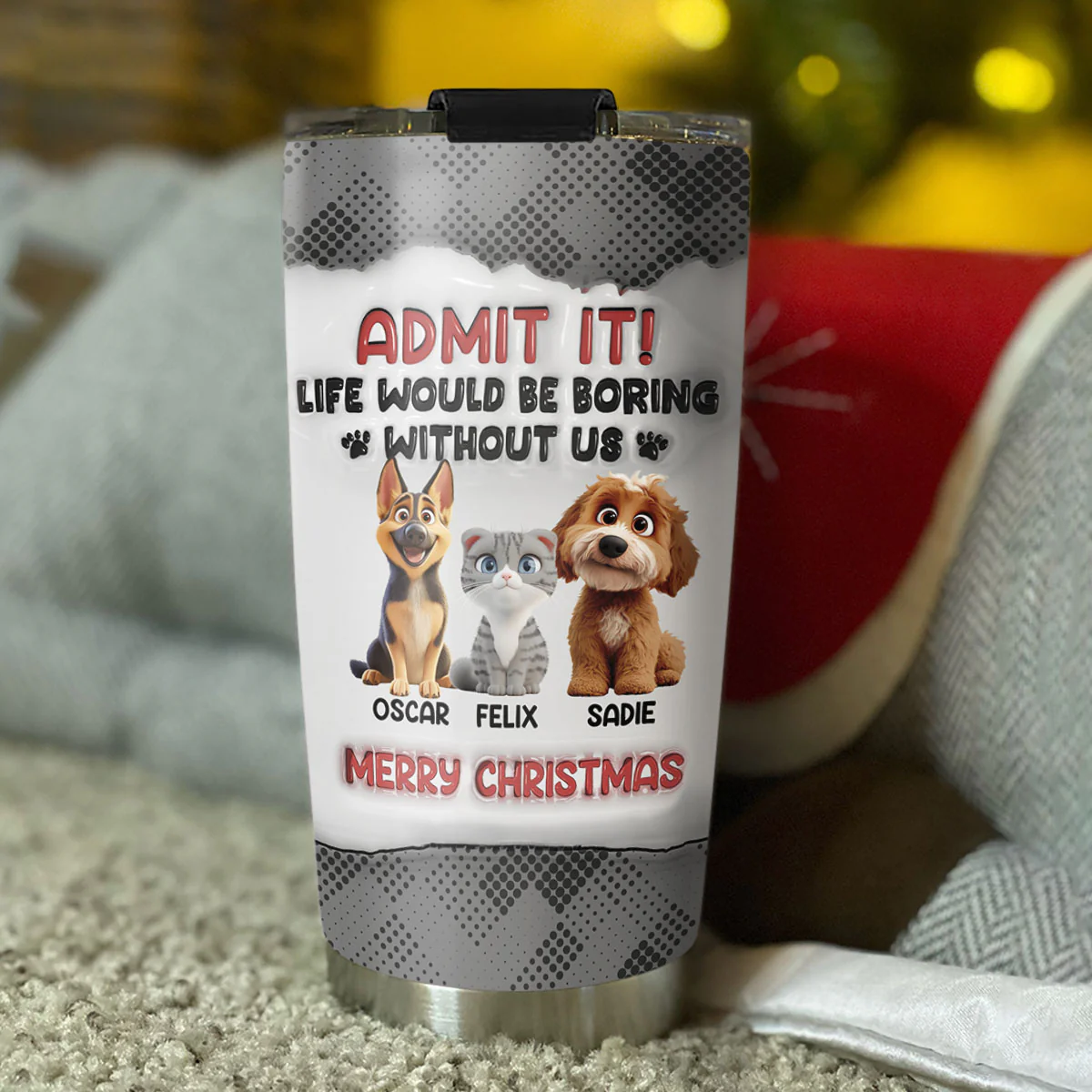 Christmas Dad Mom - Personalized Custom 3D Inflated Effect Tumbler - Image 3