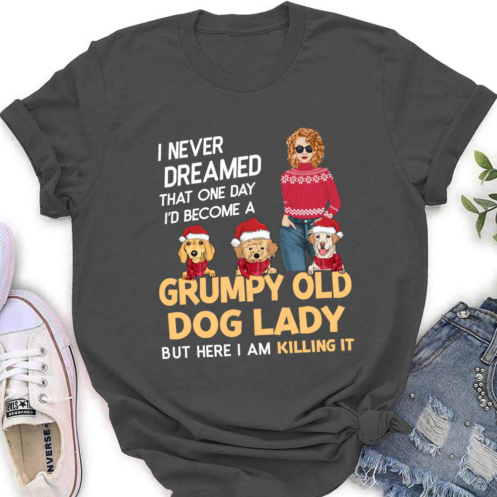 Christmas Dog Lady - Personalized Custom Women's T-shirt - Image 2