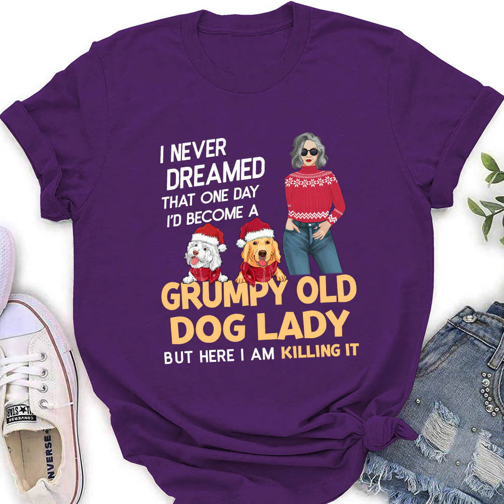 Christmas Dog Lady - Personalized Custom Women's T-shirt - Image 3
