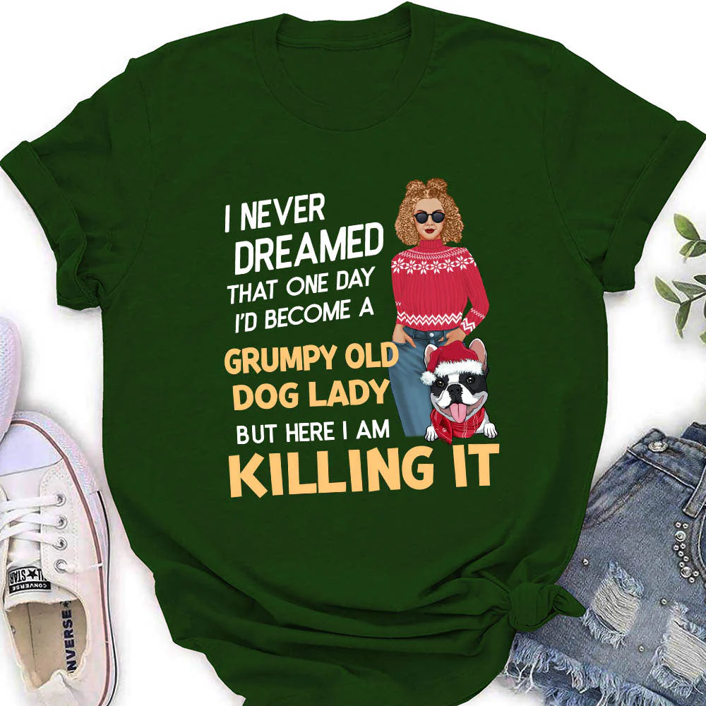 Christmas Dog Lady - Personalized Custom Women's T-shirt - Image 4
