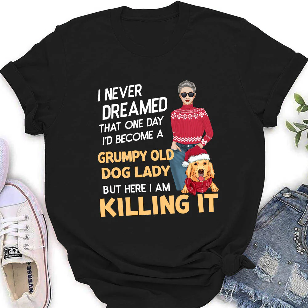 Christmas Dog Lady - Personalized Custom Women's T-shirt - Image 5