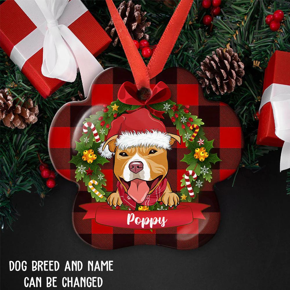 Christmas Dog Name - Personalized Custom Aluminum Ornament - Image 3