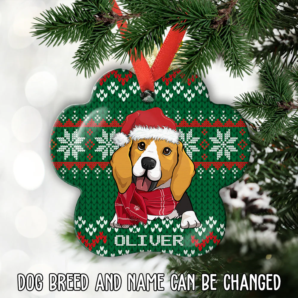 Christmas Dog Name - Personalized Custom Aluminum Ornament - Image 2