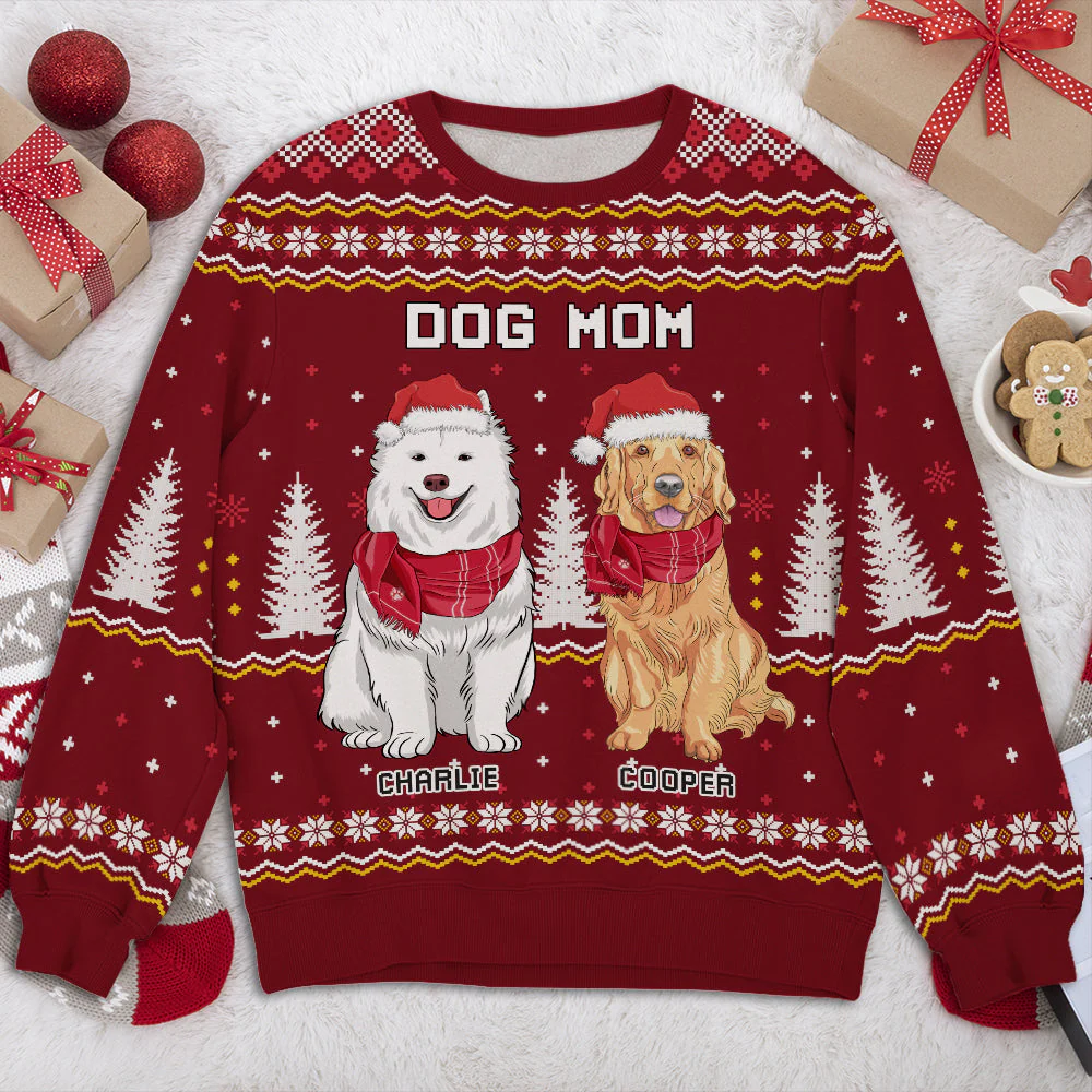 Christmas Dog Pattern - Personalized Custom All-Over-Print Sweatshirt - Image 3