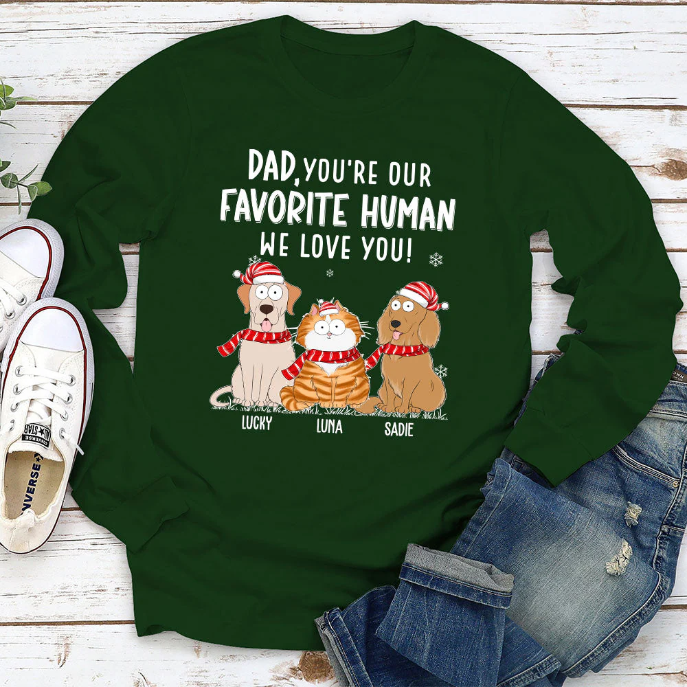 Christmas Favorite Human - Personalized Custom Long Sleeve T-shirt - Image 3