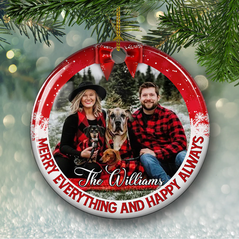 Christmas Is Coming - Personalized Custom Circle Ceramic Ornament - Image 4
