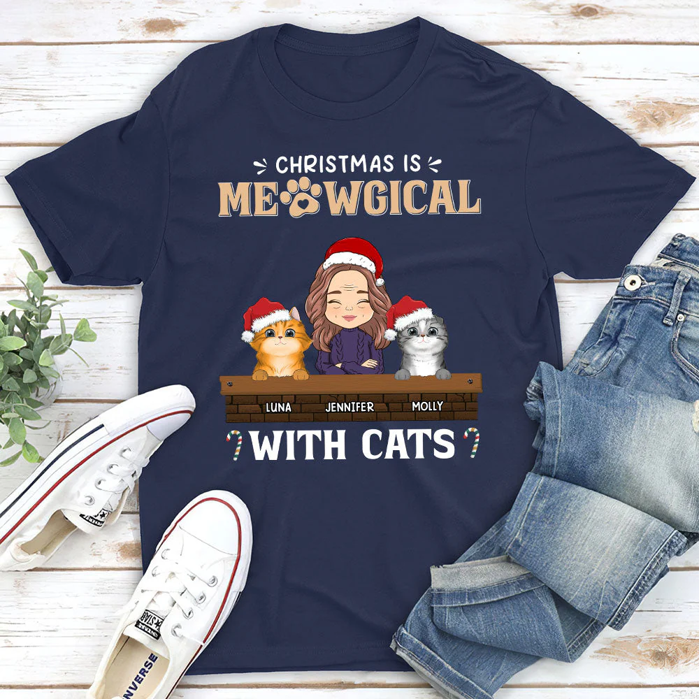 Christmas Is Meowgical - Personalized Custom Premium T-shirt - Image 2