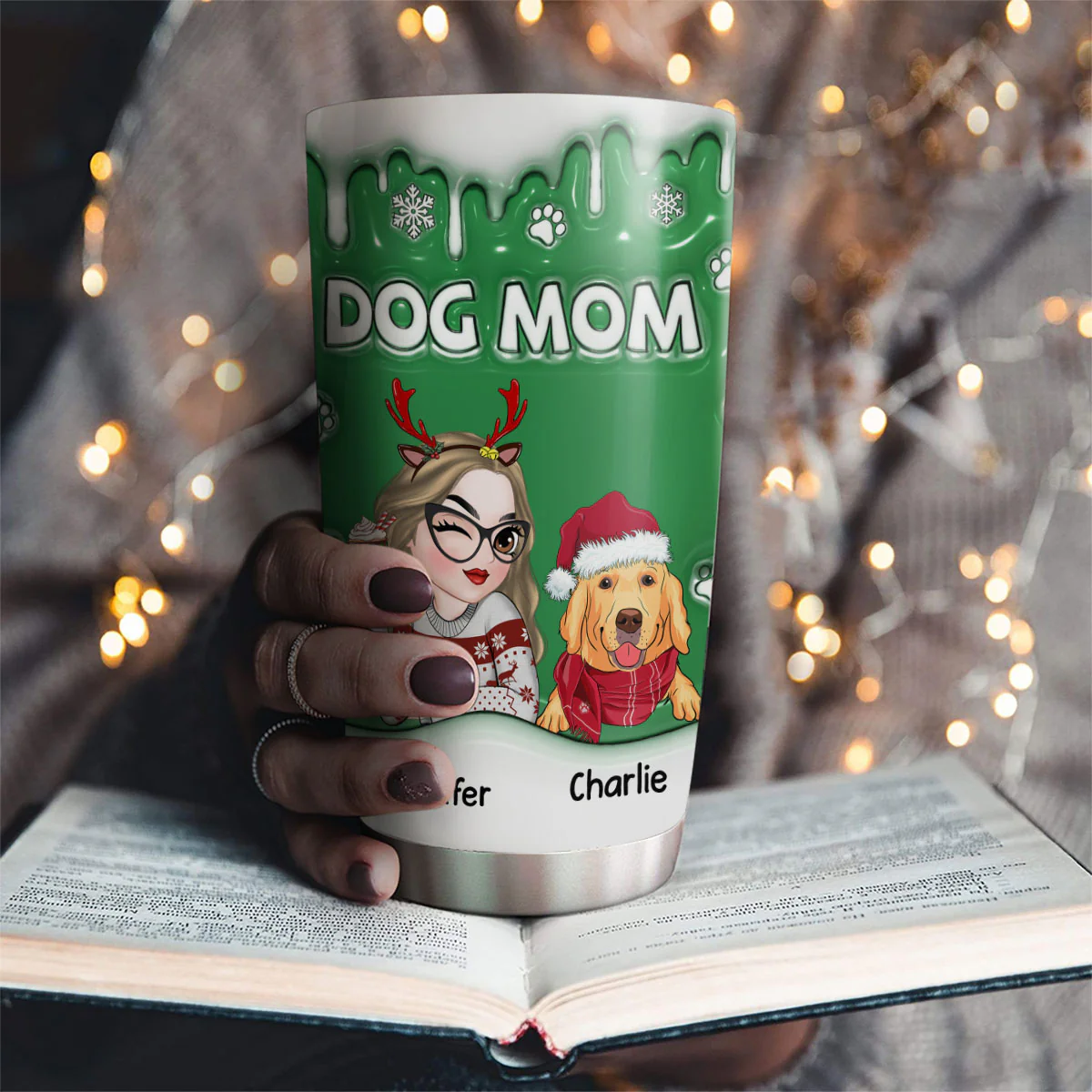 Christmas Mom Dad Of Dogs - Personalized Custom 3D Inflated Effect Tumbler - Image 3