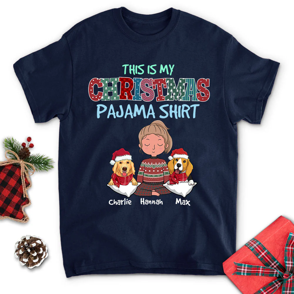 Christmas Pajama Shirt (Dark Ver.) - Personalized Custom Unisex T-shirt - Image 4