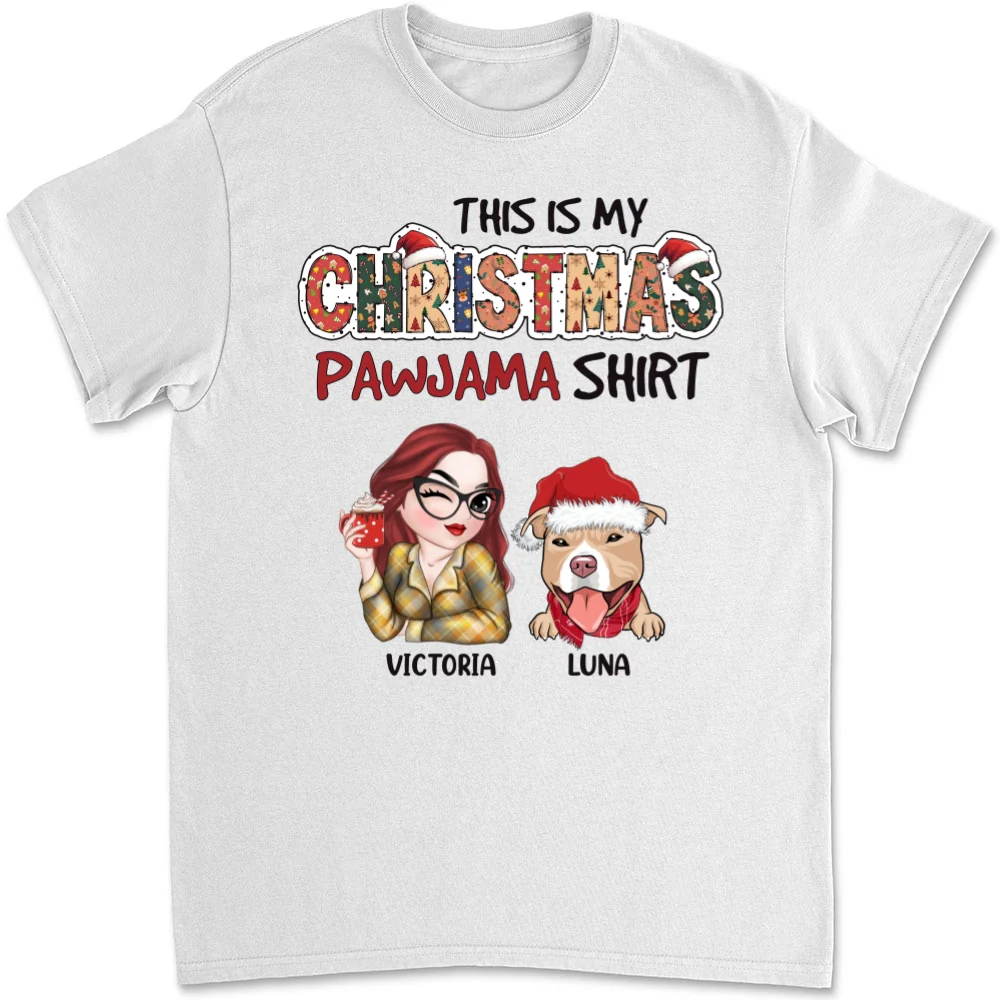 Christmas Pawjama Shirt - Personalized Custom Unisex T-shirt - Image 5