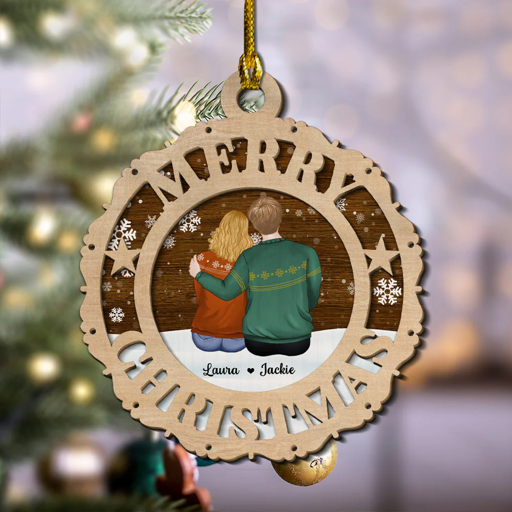 Christmas Together - Personalized Custom 2-layered Wood Ornament - Image 3