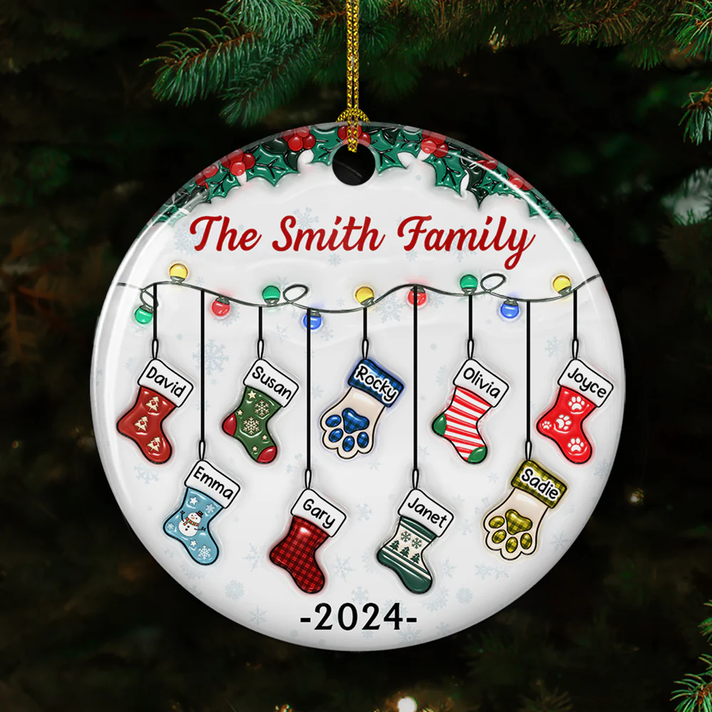 Christmas Together - Personalized Custom 3D Inflated Effect Ceramic Ornament - Image 3