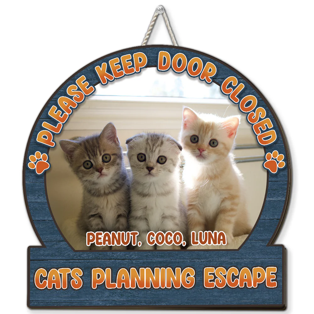 Chunky Cat Escape Photo - Personalized Custom Wood Sign