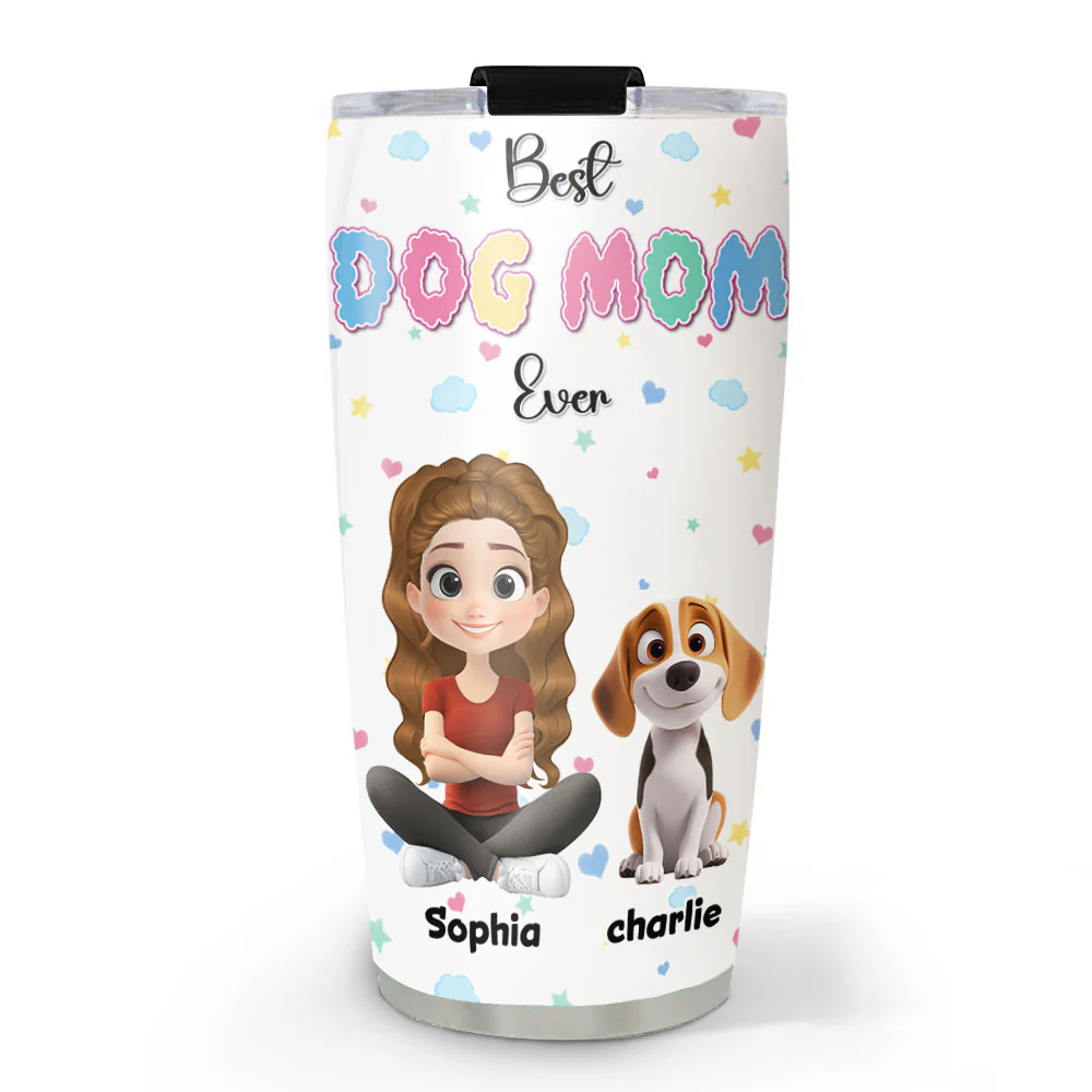 Cloudy Dog Mom - Personalized Custom Tumbler