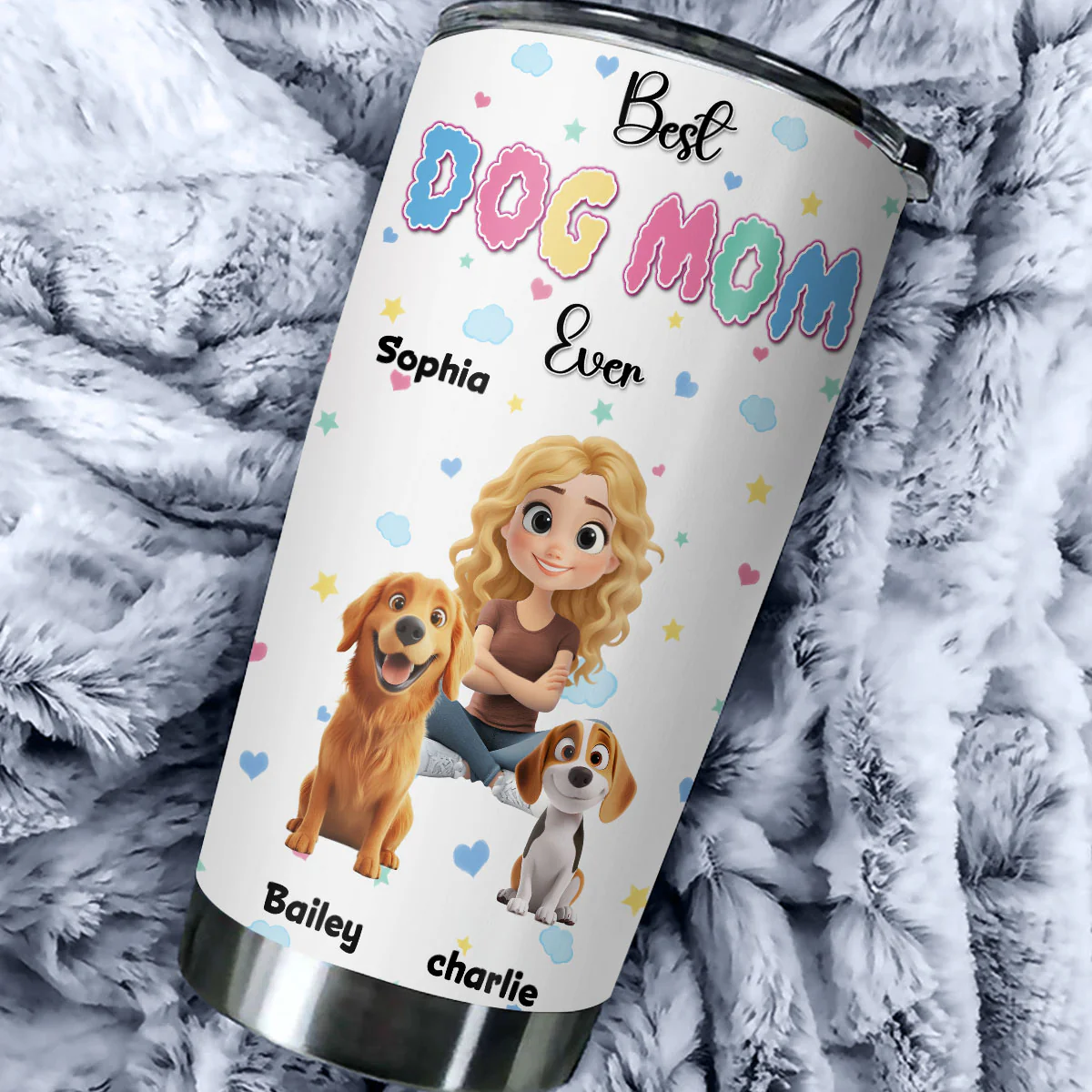 Cloudy Dog Mom - Personalized Custom Tumbler - Image 2