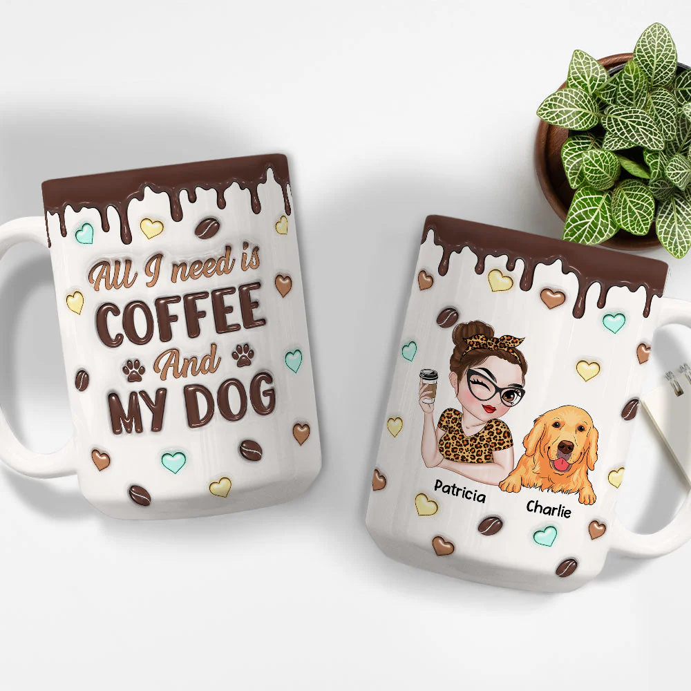 Coffee And Dog - Personalized Custom 3D Inflated Effect Mug - Image 4