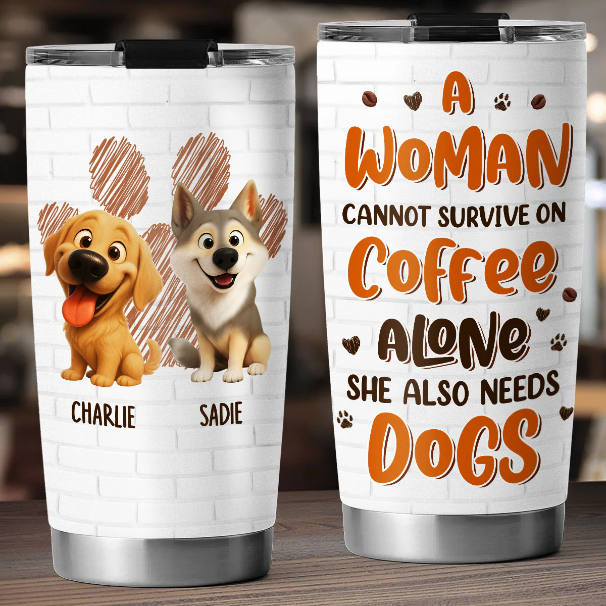 Coffee And Dogs - Personalized Custom Tumbler - Image 2