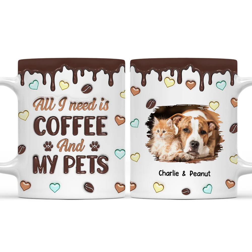 Coffee And Pet Photo - Personalized Custom 3D Inflated Effect Mug