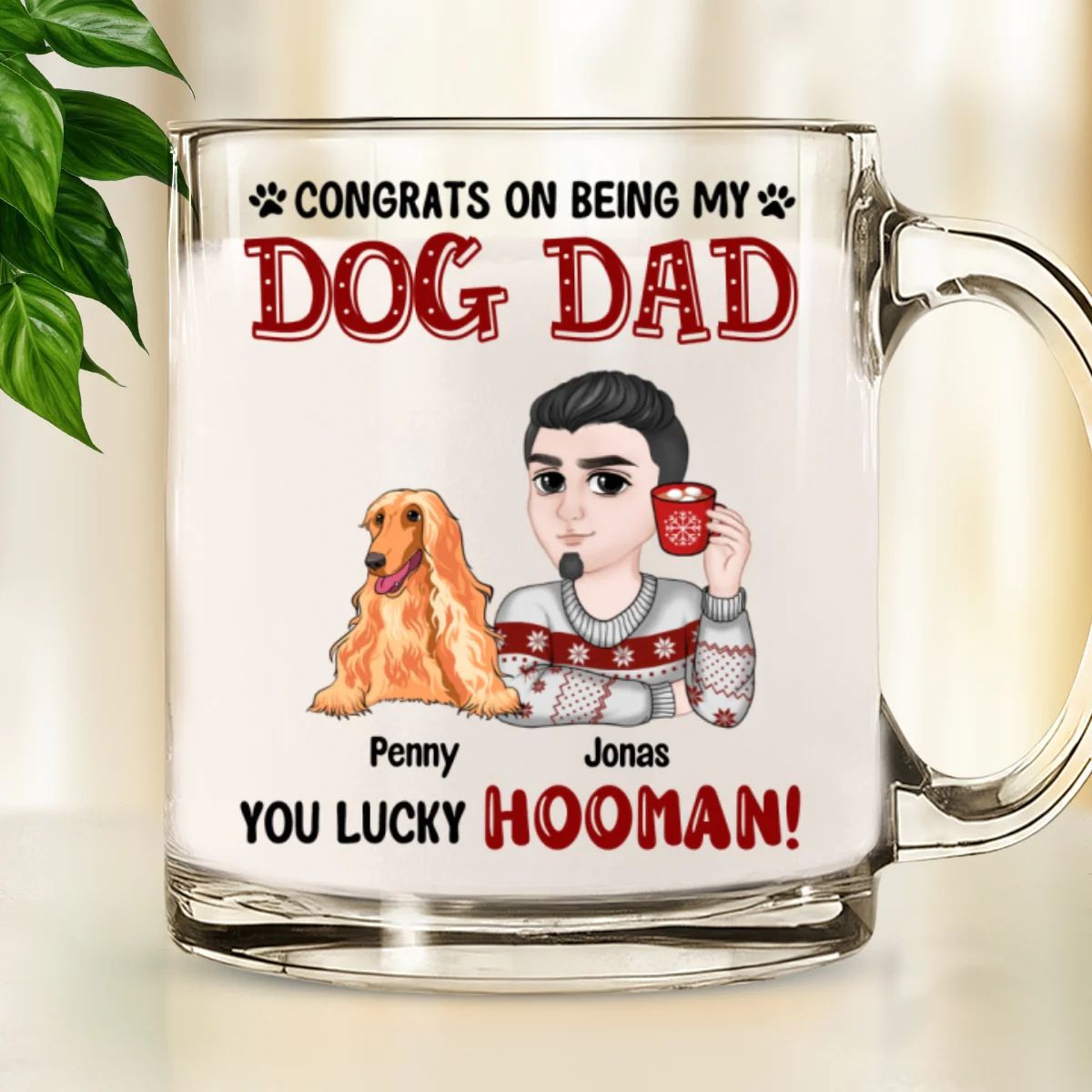 Congrats On Being My Dog Mom Dad - Personalized Custom Glass Mug - Image 6