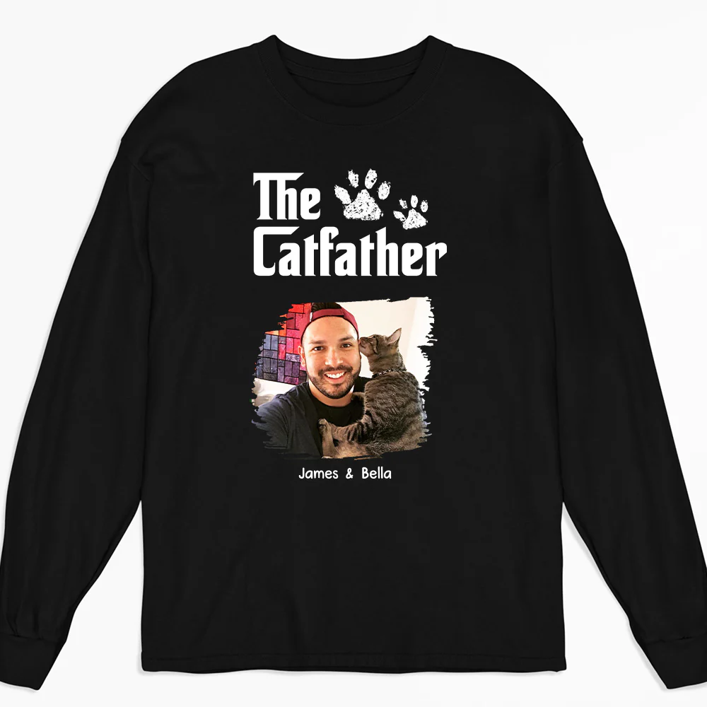 Cool Cat Father Photo - Personalized Custom Long Sleeve T-Shirt