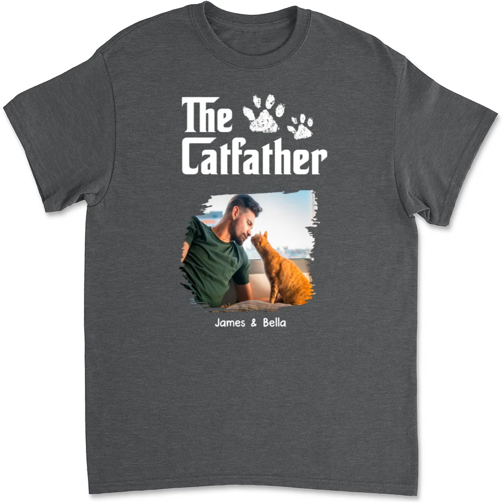 Cool Cat Father Photo - Personalized Custom Unisex T-shirt - Image 7