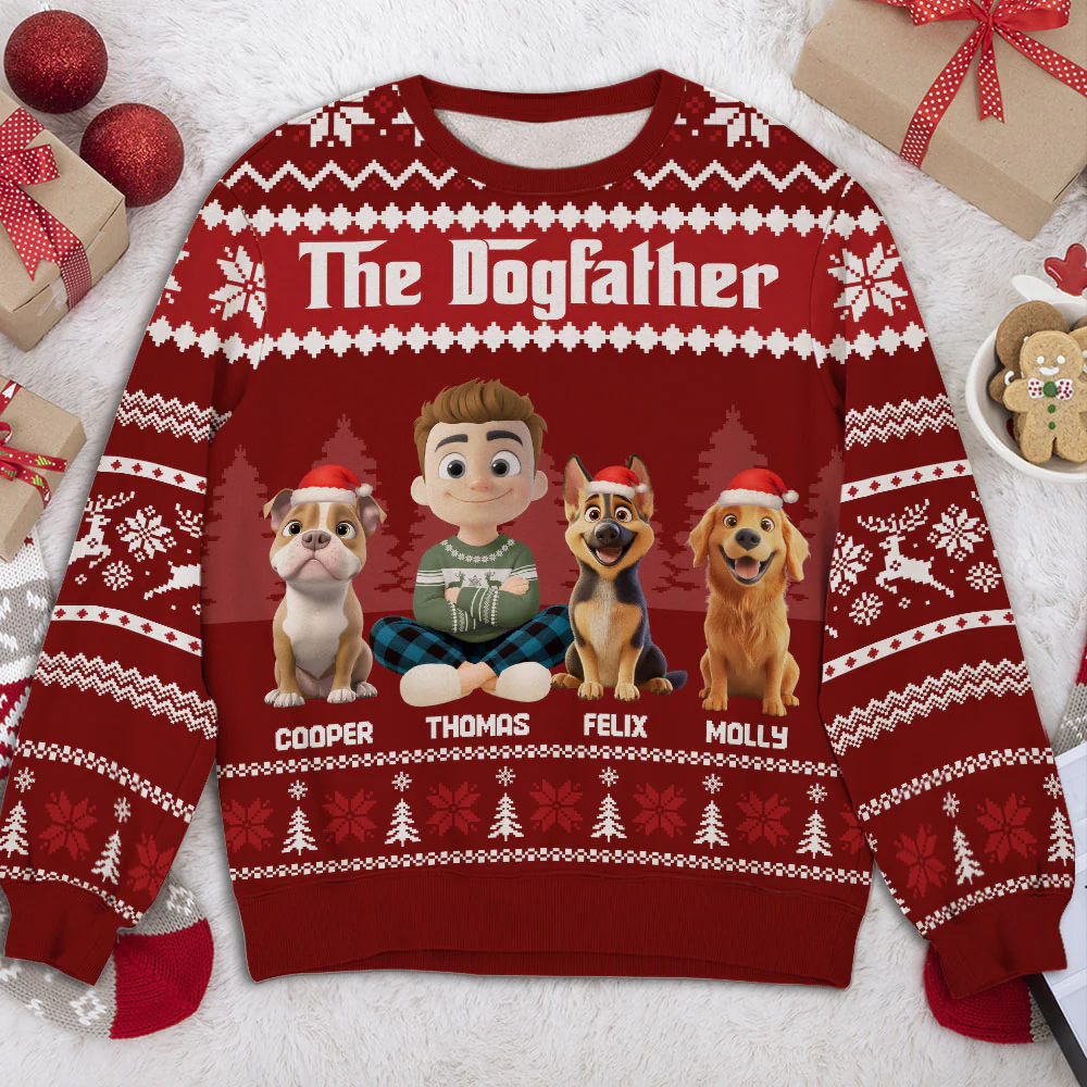 Cool Dog Father - Personalized Custom All-Over-Print Sweatshirt - Image 3
