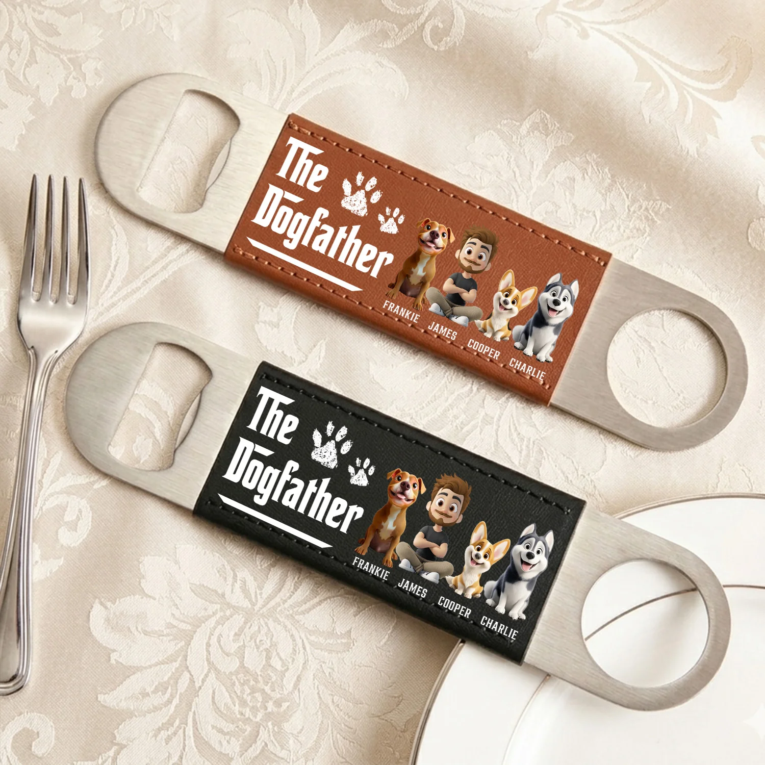 Cool Dog Father - Personalized Custom Leather Bottle Opener - Image 5