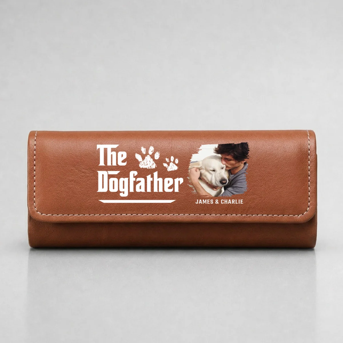 Cool Dog Father Photo - Personalized Custom Leather Eyeglass Case - Image 7