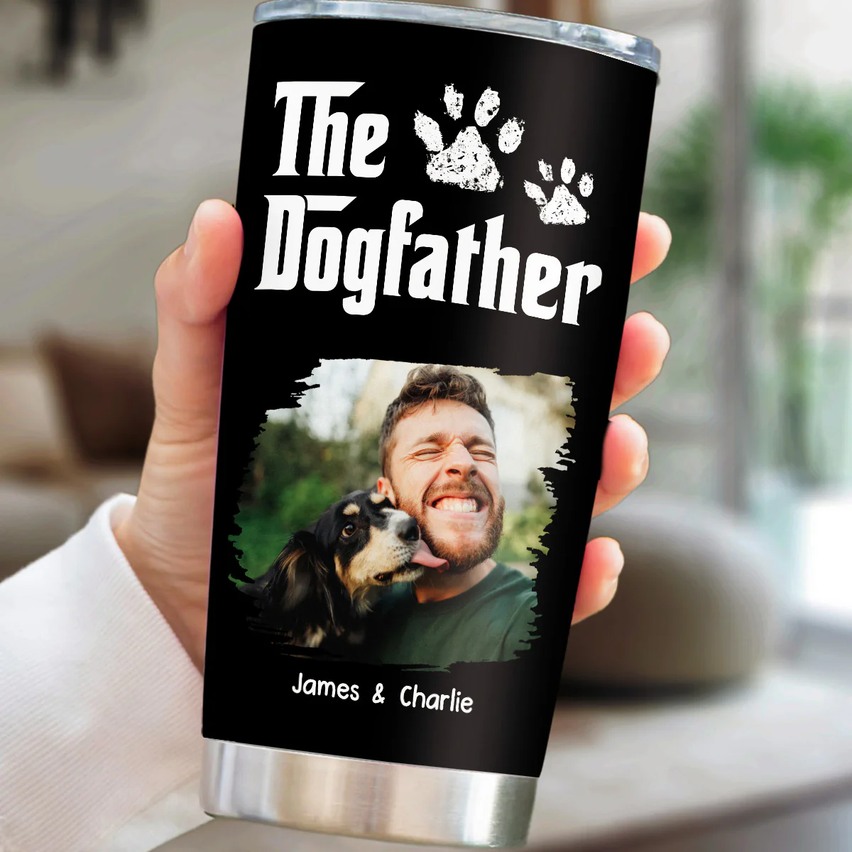 Cool Dog Father Photo - Personalized Custom Tumbler - Image 2