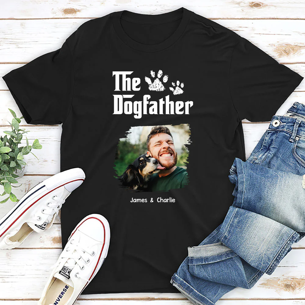 Cool Dog Father Photo - Personalized Custom Unisex T-shirt - Image 2
