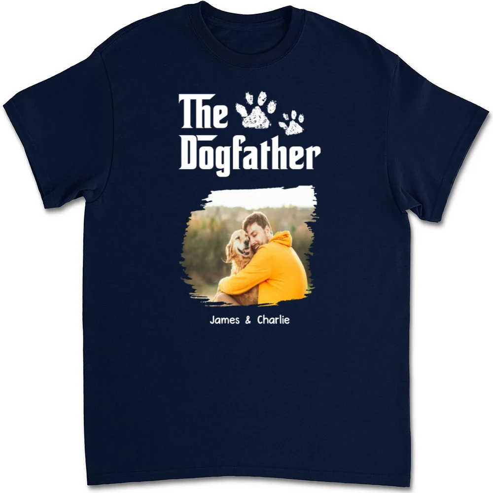 Cool Dog Father Photo - Personalized Custom Unisex T-shirt - Image 4