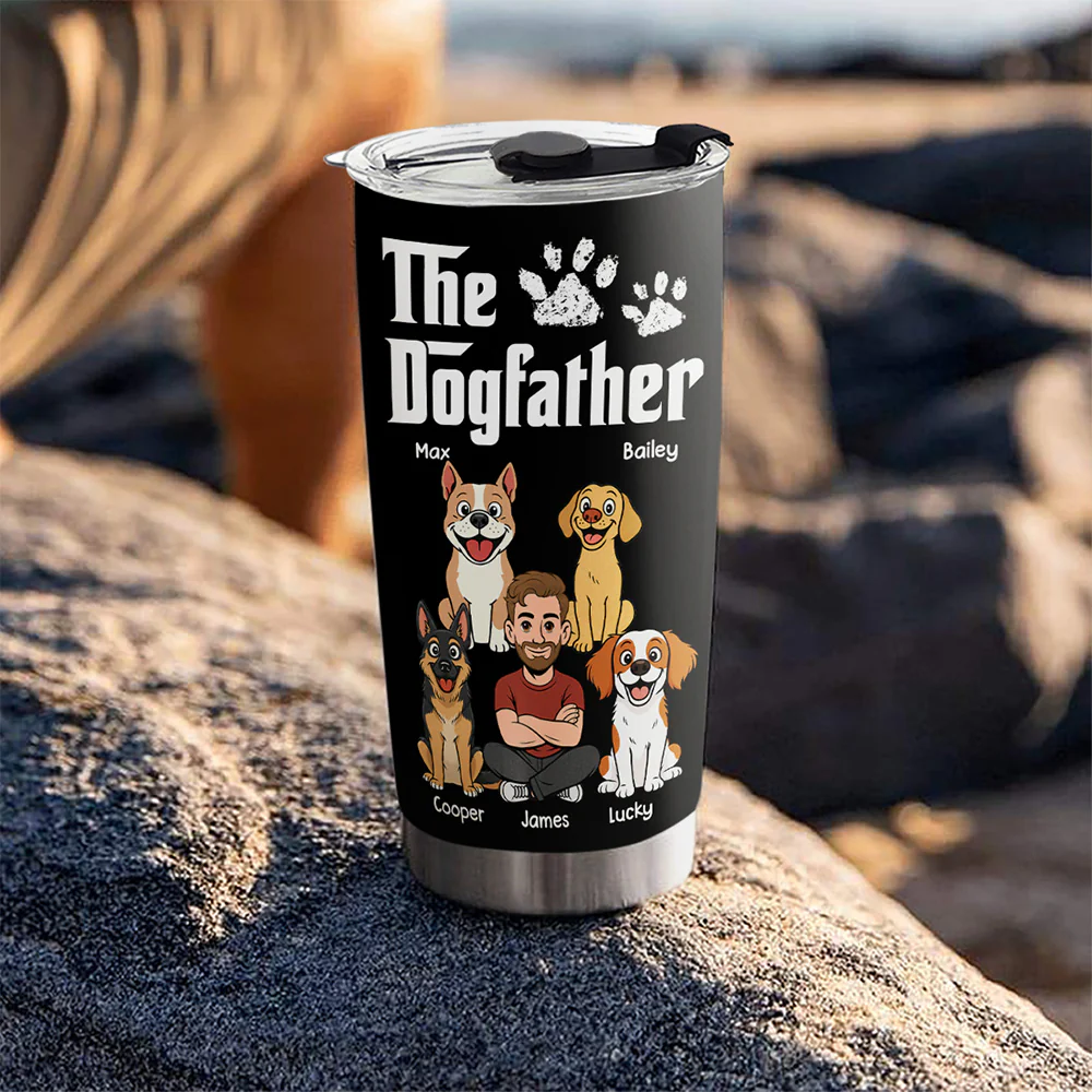Cool Dog Father Ver Retro - Personalized Custom Tumbler - Image 2