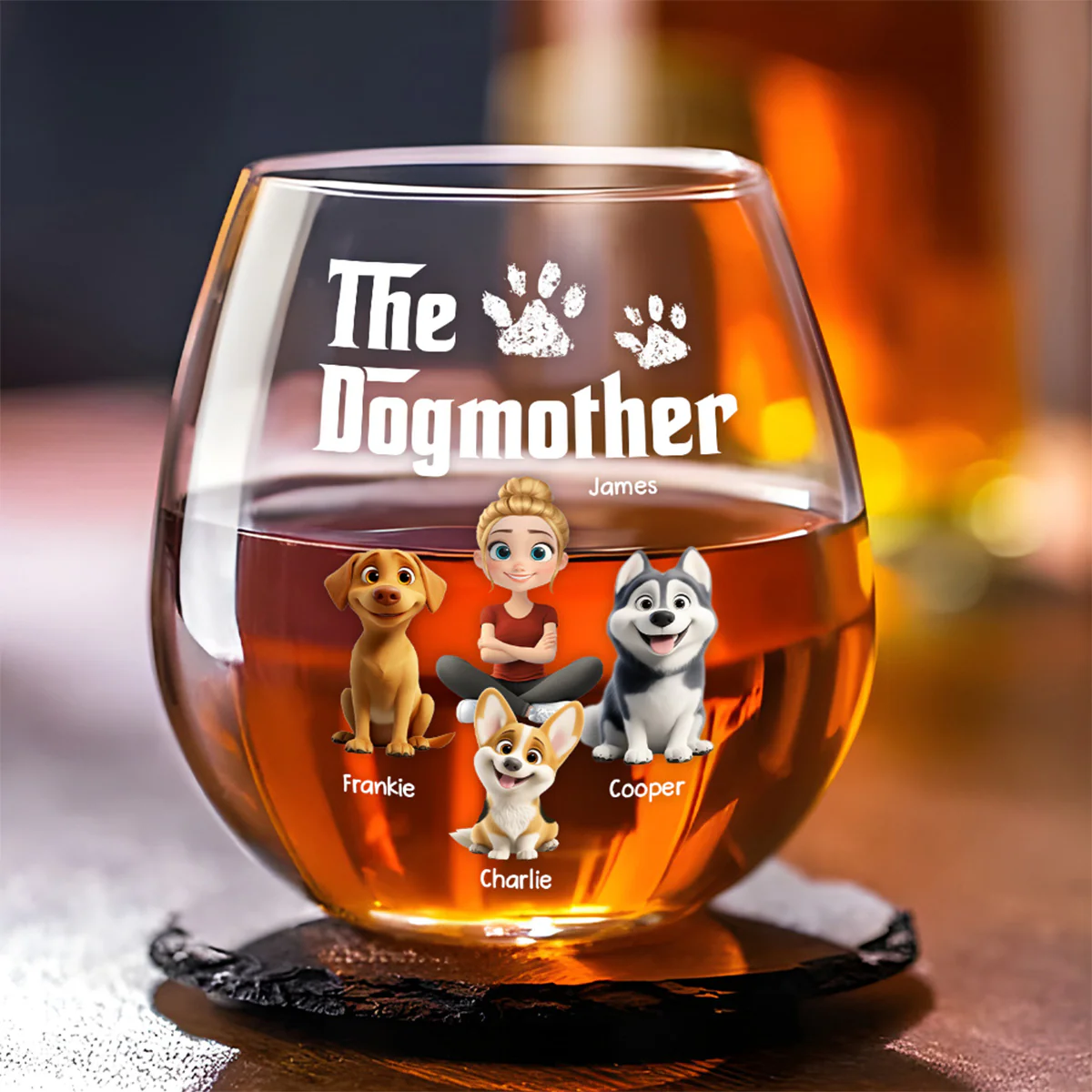 Cool Dog Mother - Personalized Custom Wine Glass - Image 3