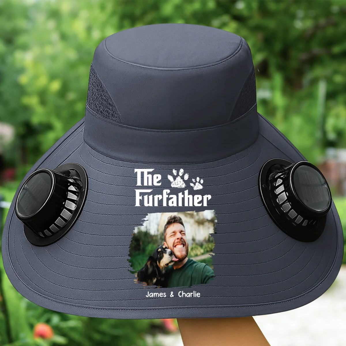Cool Petqui Farther Photo - Personalized Custom Solar Fan Hat - Image 7