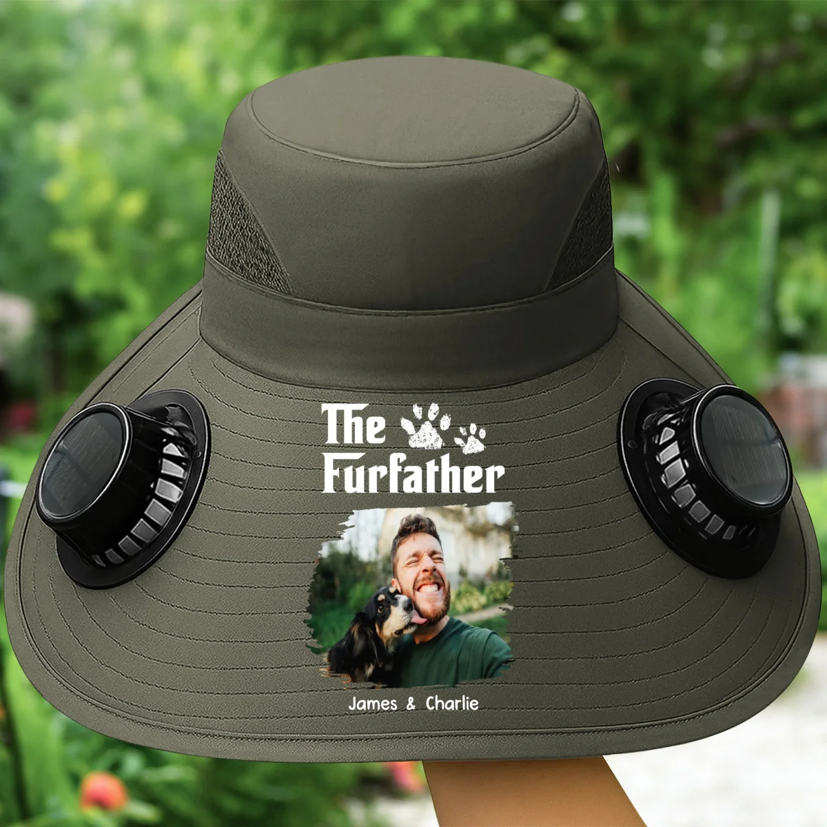 Cool Petqui Farther Photo - Personalized Custom Solar Fan Hat - Image 8