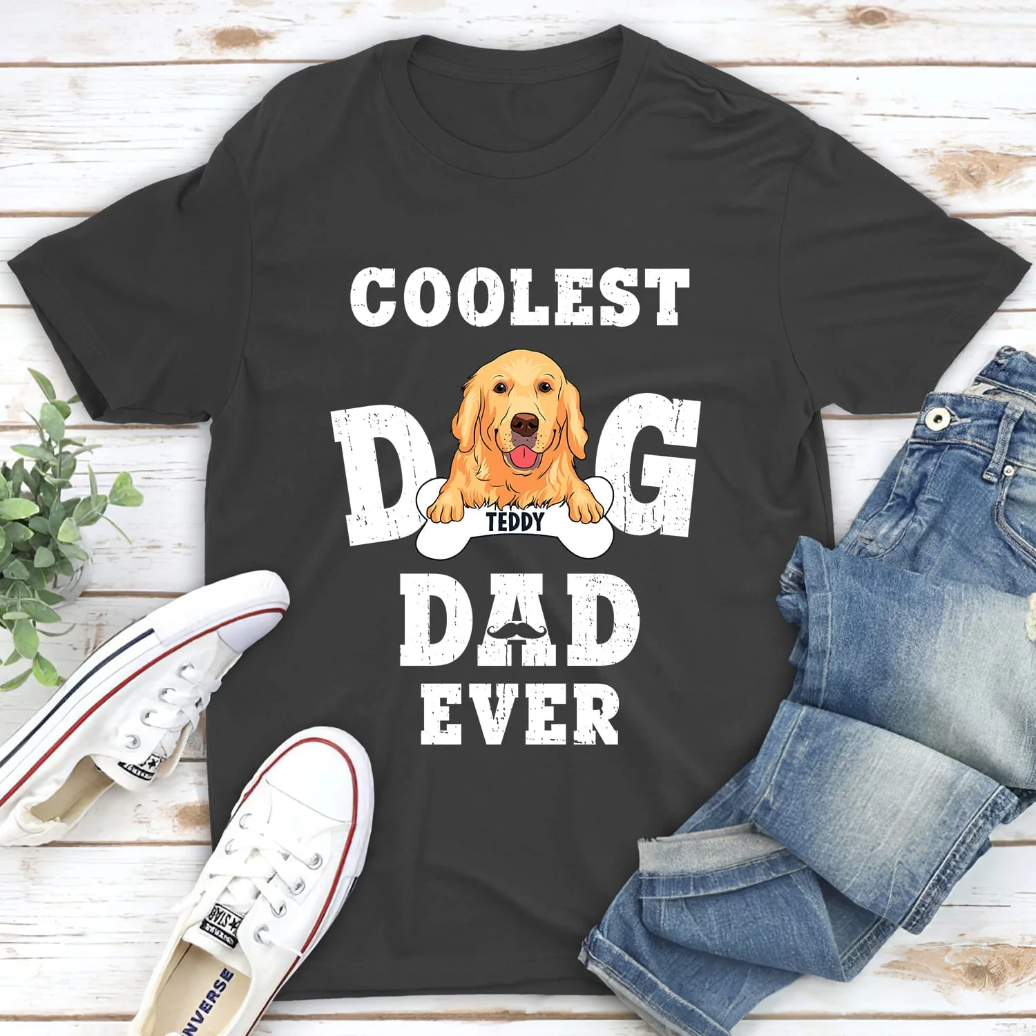 Coolest Dog Dad Ever - Personalized Custom Unisex T-shirt - Image 2