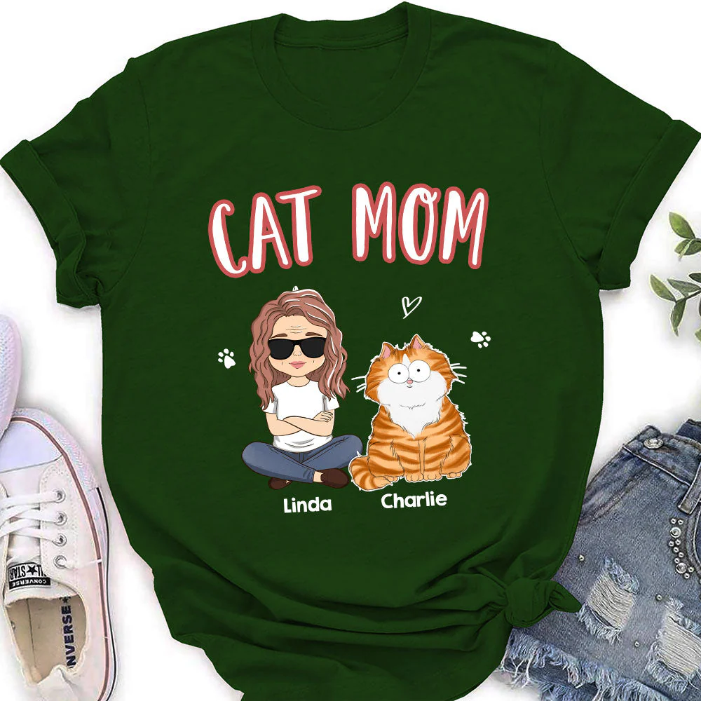 A Cat Mom - Personalized Custom Women's T-shirt - Image 4